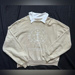 Hollister Beige Crewneck Sweater with Nautical Print